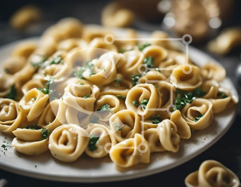 Σετ των 2 Intra Συλλεκτικό Ξύλινο Παζλ Plywood  4mm - Νόστιμο πιάτο κρεμώδη ζυμαρικά με φρέσκο ​​μαϊντανό Σε Ξύλινο Κουτί - Διαστάσεις: 10x10 cm – 25 κομμάτια