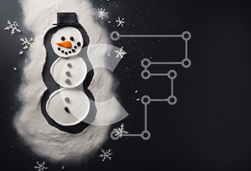 Intra Συλλεκτικό Ξύλινο Παζλ Plywood  4mm - Χειμερινή διακόσμηση: Χιονάνθρωπος από χάρτινα ποτήρια με νιφάδες χιονιού Σε Ξύλινο Κουτί - Διαστάσεις Puzzle: 10x10 cm – 25 κομμάτια