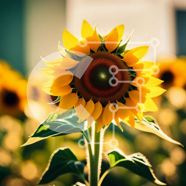 Intra Συλλεκτικό Ξύλινο Παζλ Plywood  4mm - Όμορφη εικόνα ενός ηλίανθου σε ένα χωράφι Σε Ξύλινο Κουτί - Διαστάσεις: 10x10 cm – 25 κομμάτια