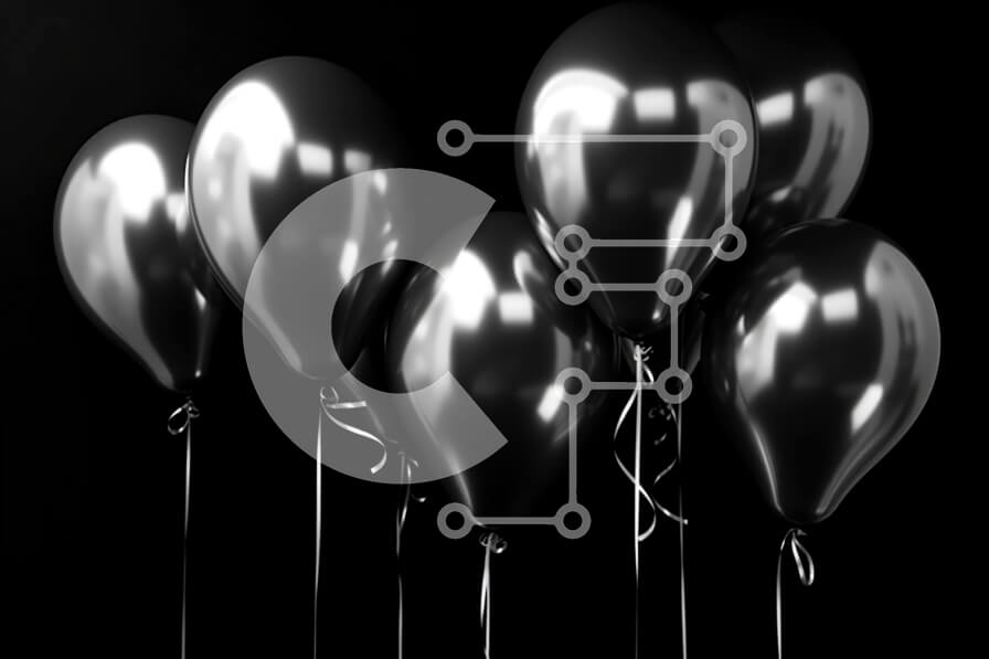 Intra Συλλεκτικό Ξύλινο Παζλ Plywood  4mm - Σαγηνευτική εικόνα μαύρων μπαλονιών που επιπλέουν στον αέρα Σε Ξύλινο Κουτί - Διαστάσεις Puzzle: 10x10 cm – 25 κομμάτια