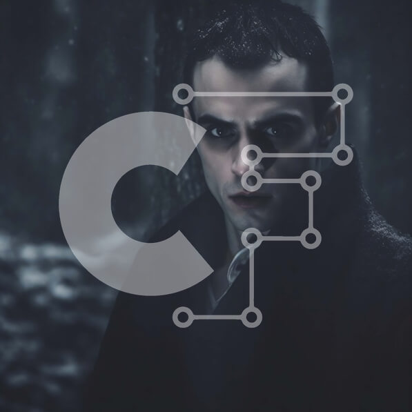 Intra Συλλεκτικό Ξύλινο Παζλ Plywood  4mm - Απαίσιος άντρας με λαμπερά κόκκινα μάτια στο σκοτεινό δάσος Σε Ξύλινο Κουτί - Διαστάσεις Puzzle: 10x10 cm – 25 κομμάτια