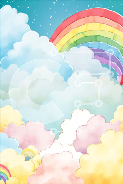 Σετ των 2 Intra Συλλεκτικό Ξύλινο Παζλ Plywood  4mm - Πολύχρωμο ουράνιο τόξο στον ουρανό με σύννεφα και αστέρια Σε Ξύλινο Κουτί - Διαστάσεις: 10x10 cm – 25 κομμάτια