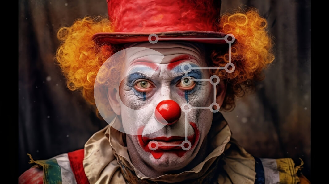 Intra Συλλεκτικό Ξύλινο Παζλ Plywood  4mm - Αστείος και πολύχρωμος κλόουν με ένα μπαλόνι Σε Ξύλινο Κουτί - Διαστάσεις Puzzle: 10x10 cm – 25 κομμάτια