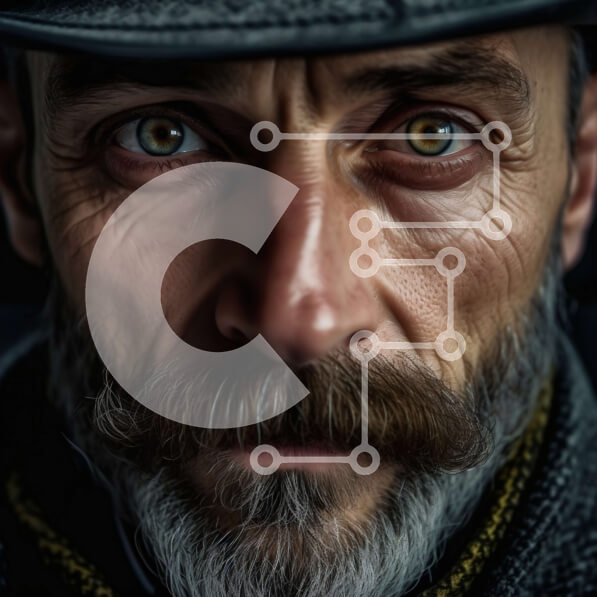 Intra Συλλεκτικό Ξύλινο Παζλ Plywood  4mm - Πορτρέτο ενός ηλικιωμένου άνδρα με γκρίζα γενειάδα και μουστάκι με καπέλο Fedora και μαύρο σακάκι Σε Ξύλινο Κουτί - Διαστάσεις Puzzle: 10x10 cm – 25 κομμάτια