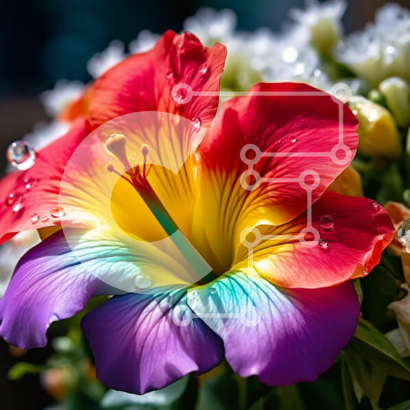 Intra Συλλεκτικό Ξύλινο Παζλ Plywood  4mm - Εκπληκτική εικόνα ενός πολύχρωμου λουλουδιού ιβίσκου με σταγονίδια νερού Σε Ξύλινο Κουτί - Διαστάσεις: 10x10 cm – 25 κομμάτια