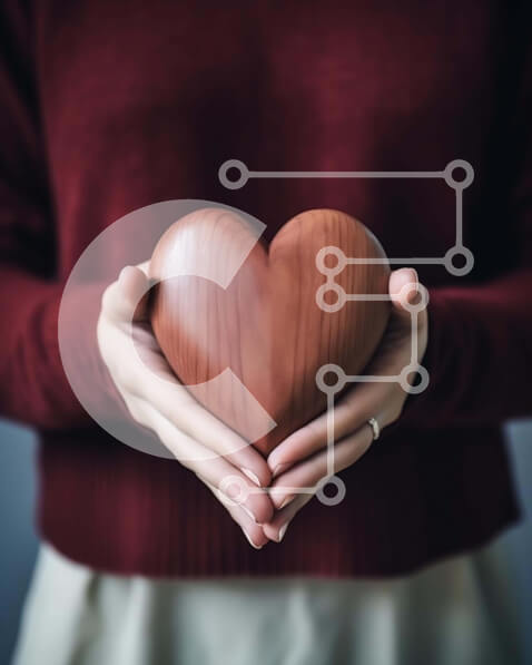 Intra Συλλεκτικό Ξύλινο Παζλ Plywood  4mm - Γυναίκα που κρατά τη διακοσμημένη ξύλινη καρδιά Σε Ξύλινο Κουτί - Διαστάσεις Puzzle: 10x10 cm – 25 κομμάτια