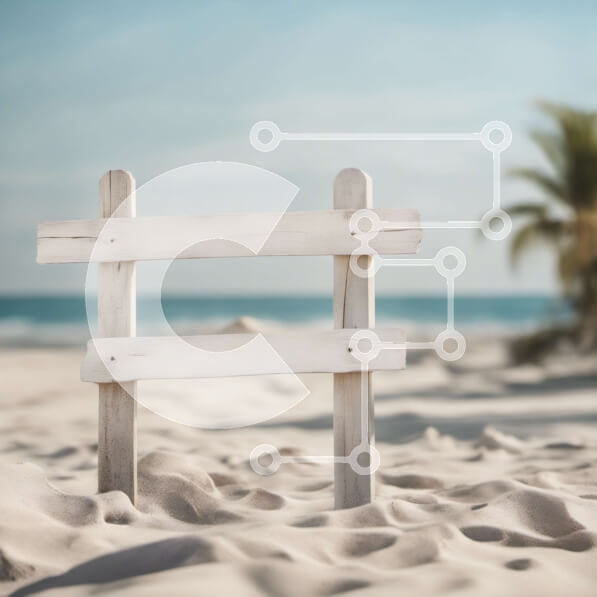 Intra Συλλεκτικό Ξύλινο Παζλ Plywood  4mm - Ξύλινη πινακίδα στην αμμώδη παραλία με τους φοίνικες Σε Ξύλινο Κουτί - Διαστάσεις: 10x10 cm – 25 κομμάτια