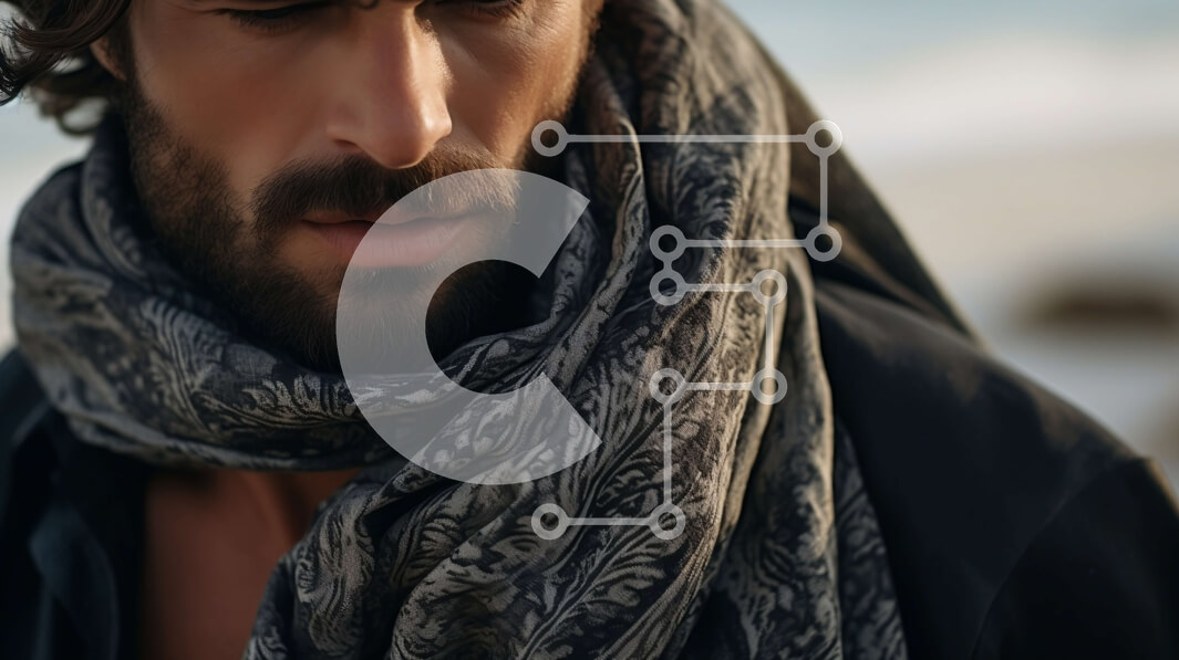 Intra Συλλεκτικό Ξύλινο Παζλ Plywood  4mm - Πορτρέτο ενός άνδρα με μακριά σγουρά μαλλιά και γένια σε μια παράκτια περιοχή Σε Ξύλινο Κουτί - Διαστάσεις Puzzle: 10x10 cm – 25 κομμάτια