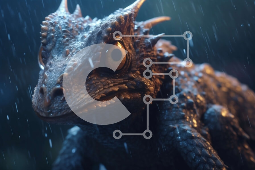 Σετ των 2 Intra Συλλεκτικό Ξύλινο Παζλ Plywood  4mm - Ασπρόμαυρη εικόνα ενός βρυχηθμού δράκου στη βροχή Σε Ξύλινο Κουτί - Διαστάσεις: 10x10 cm – 25 κομμάτια