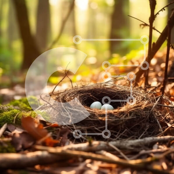 Intra Συλλεκτικό Ξύλινο Παζλ Plywood  4mm - Όμορφη εικόνα μιας φωλιάς πουλιών με τρία αυγά σε ένα δάσος Σε Ξύλινο Κουτί - Διαστάσεις: 10x10 cm – 25 κομμάτια