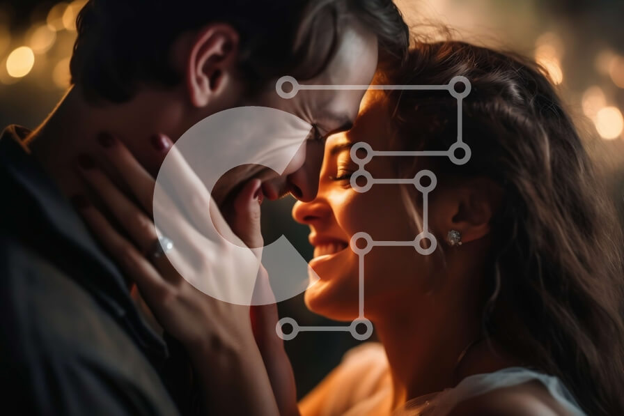 Intra Συλλεκτικό Ξύλινο Παζλ Plywood  4mm - Ρομαντική εικόνα ενός ζευγαριού που αγκαλιάζεται σε δωμάτιο με χαμηλό φωτισμό Σε Ξύλινο Κουτί - Διαστάσεις Puzzle: 10x10 cm – 25 κομμάτια