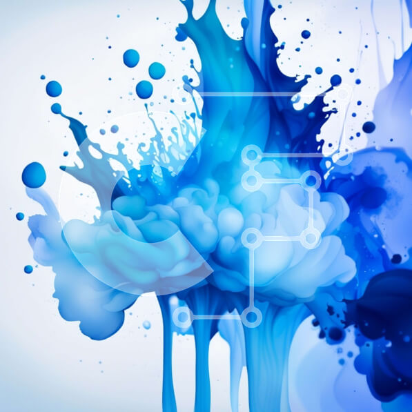 Intra Συλλεκτικό Ξύλινο Παζλ Plywood  4mm - Όμορφη αφηρημένη μπλε μελάνη σε καθαρό λευκό φόντο Σε Ξύλινο Κουτί - Διαστάσεις Puzzle: 10x10 cm – 25 κομμάτια