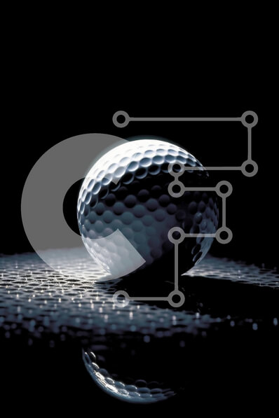 Intra Συλλεκτικό Ξύλινο Παζλ Plywood  4mm - Κοντινό πλάνο μιας μπάλας του γκολφ σε μια ομαλή μαύρη επιφάνεια Σε Ξύλινο Κουτί - Διαστάσεις Puzzle: 10x10 cm – 25 κομμάτια