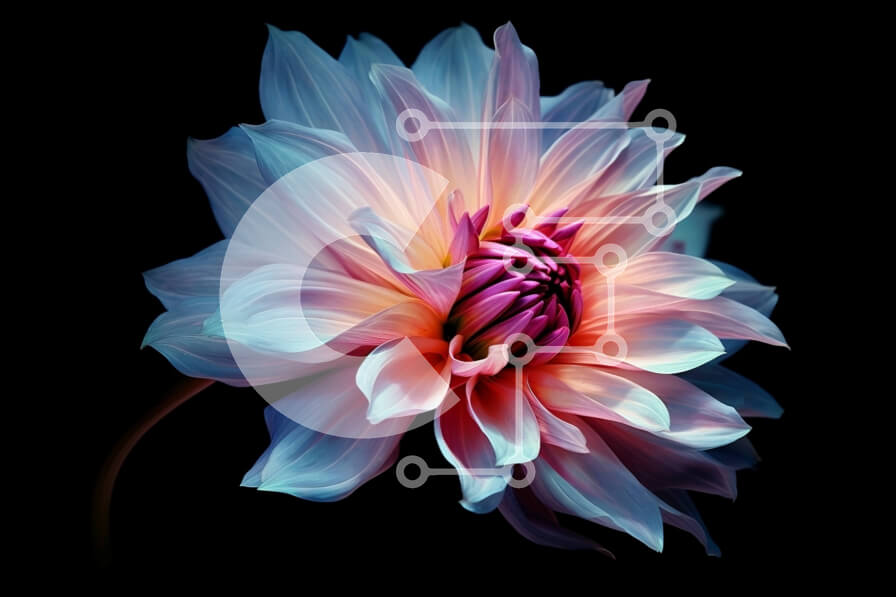 Intra Συλλεκτικό Ξύλινο Παζλ Plywood  4mm - Όμορφη εικόνα με ροζ και μοβ λουλούδι σε μαύρο φόντο Σε Ξύλινο Κουτί - Διαστάσεις: 10x10 cm – 25 κομμάτια