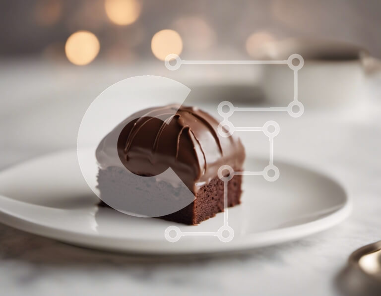 Σετ των 2 Intra Συλλεκτικό Ξύλινο Παζλ Plywood  4mm - Νόστιμο κέικ σοκολάτας σε ένα πιάτο Σε Ξύλινο Κουτί - Διαστάσεις: 10x10 cm – 25 κομμάτια