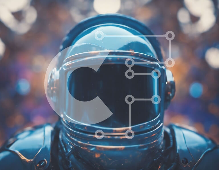 Intra Συλλεκτικό Ξύλινο Παζλ Plywood  4mm - Αστροναύτης με διαστημική στολή με θολά φόντο Σε Ξύλινο Κουτί - Διαστάσεις Puzzle: 10x10 cm – 25 κομμάτια