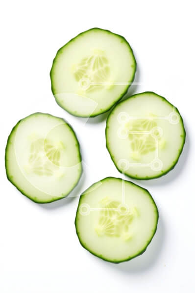 Σετ των 2 Intra Συλλεκτικό Ξύλινο Παζλ Plywood  4mm - Φρέσκες και τραγανές φέτες αγγουριού σε λευκό φόντο Σε Ξύλινο Κουτί - Διαστάσεις: 10x10 cm – 25 κομμάτια