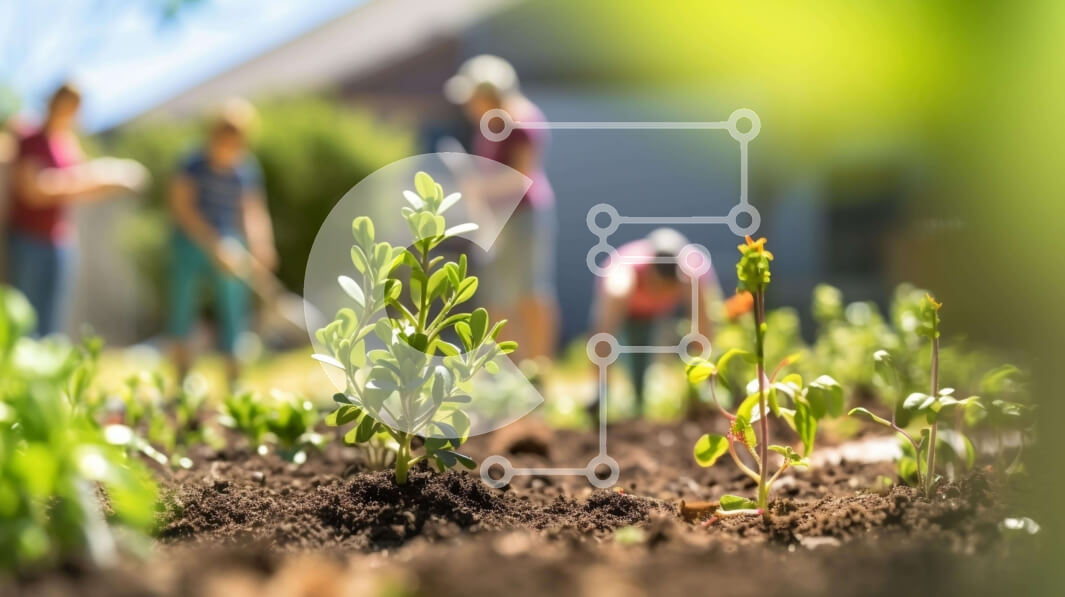 Intra Συλλεκτικό Ξύλινο Παζλ Plywood  4mm - Ομάδα ανθρώπων που φυτεύουν νέα φυτά στον κήπο Σε Ξύλινο Κουτί - Διαστάσεις Puzzle: 10x10 cm – 25 κομμάτια