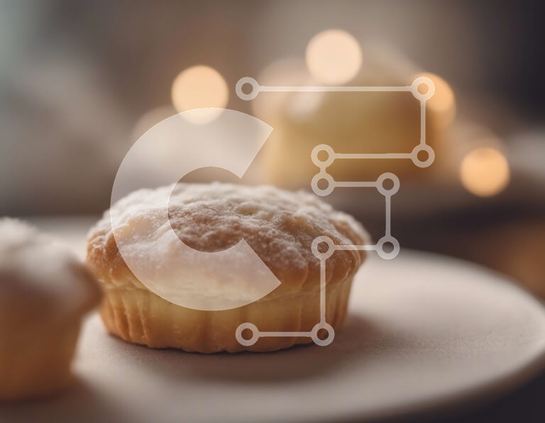 Σετ των 2 Intra Συλλεκτικό Ξύλινο Παζλ Plywood  4mm - Muffins σε ένα άσπρο πιάτο με τα κεριά και τα φώτα Σε Ξύλινο Κουτί - Διαστάσεις: 10x10 cm – 25 κομμάτια