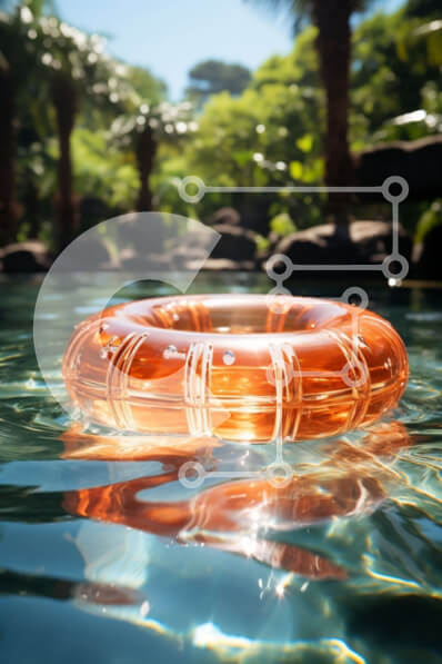 Intra Συλλεκτικό Ξύλινο Παζλ Plywood  4mm - Ζωντανή εικόνα ενός κόκκινου δαχτυλιδιού ζωής σε μια πισίνα Σε Ξύλινο Κουτί - Διαστάσεις Puzzle: 10x10 cm – 25 κομμάτια