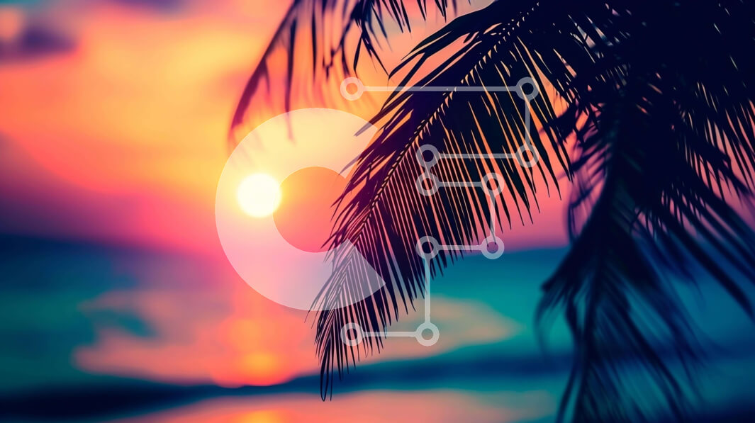 Intra Συλλεκτικό Ξύλινο Παζλ Plywood  4mm - Ηλιοβασίλεμα Φοίνικας δίπλα στην παραλία με πολύχρωμο ουρανό Σε Ξύλινο Κουτί - Διαστάσεις: 10x10 cm – 25 κομμάτια