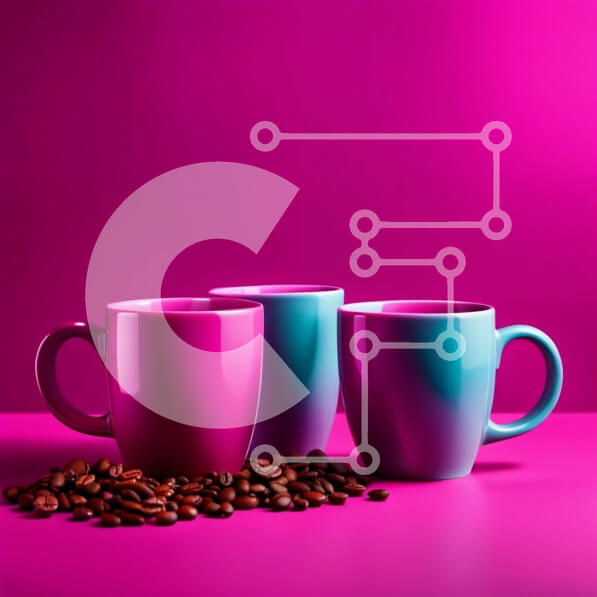 Σετ των 2 Intra Συλλεκτικό Ξύλινο Παζλ Plywood  4mm - Όμορφη εικόνα με ροζ κούπες με κόκκους καφέ σε μωβ φόντο Σε Ξύλινο Κουτί - Διαστάσεις: 10x10 cm – 25 κομμάτια