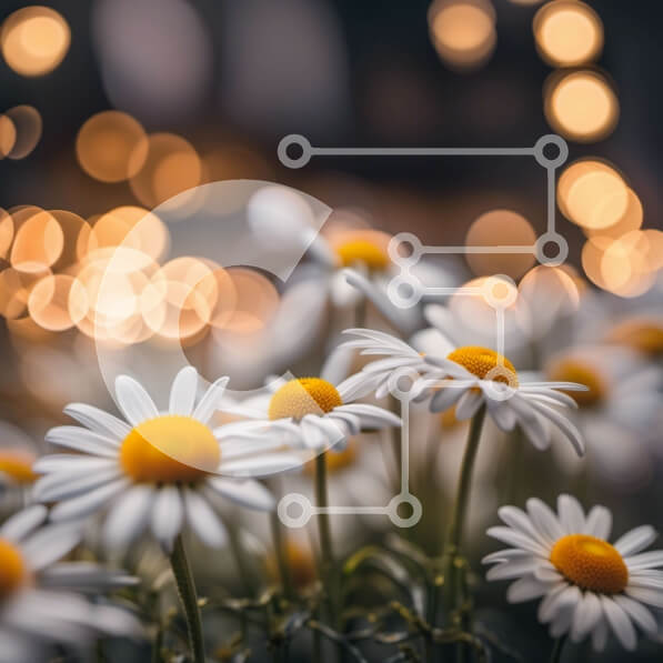 Intra Συλλεκτικό Ξύλινο Παζλ Plywood  4mm - Όμορφη εικόνα ενός χωραφιού με μαργαρίτες με απαλά θολά φώτα Σε Ξύλινο Κουτί - Διαστάσεις: 10x10 cm – 25 κομμάτια