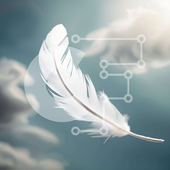 Intra Συλλεκτικό Ξύλινο Παζλ Plywood  4mm - Όμορφη εικόνα ενός λευκού φτερού ενάντια σε έναν μπλε ουρανό Σε Ξύλινο Κουτί - Διαστάσεις: 10x10 cm – 25 κομμάτια