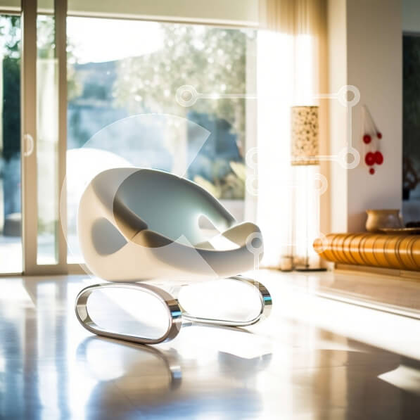 Intra Συλλεκτικό Ξύλινο Παζλ Plywood  4mm - Μινιμαλιστικό σαλόνι με όμορφη λευκή δερμάτινη καρέκλα Σε Ξύλινο Κουτί - Διαστάσεις Puzzle: 10x10 cm – 25 κομμάτια