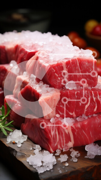 Intra Συλλεκτικό Ξύλινο Παζλ Plywood  4mm - Φρέσκες ωμές μοσχαρίσιες μπριζόλες με λαχανικά και βότανα σε ξύλο κοπής Σε Ξύλινο Κουτί - Διαστάσεις: 10x10 cm – 25 κομμάτια