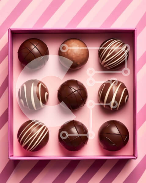 Σετ των 2 Intra Συλλεκτικό Ξύλινο Παζλ Plywood  4mm - Διάφορα κουφέτα σοκολάτας σε ροζ κουτί Σε Ξύλινο Κουτί - Διαστάσεις: 10x10 cm – 25 κομμάτια