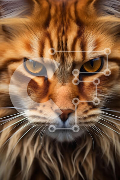 Σετ των 2 Intra Συλλεκτικό Ξύλινο Παζλ Plywood  4mm - Εκπληκτική κοντινή πλάνο του προσώπου μιας γάτας με κίτρινα μάτια και αφράτη γούνα Σε Ξύλινο Κουτί - Διαστάσεις: 10x10 cm – 25 κομμάτια