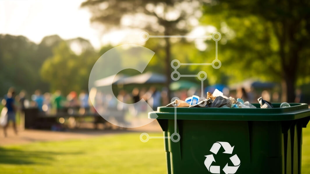 Intra Συλλεκτικό Ξύλινο Παζλ Plywood  4mm - Πράσινος κάδος ανακύκλωσης σε ανοιχτό πεδίο Σε Ξύλινο Κουτί - Διαστάσεις Puzzle: 10x10 cm – 25 κομμάτια