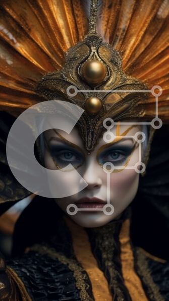 Intra Συλλεκτικό Ξύλινο Παζλ Plywood  4mm - Εκπληκτική γυναίκα με χρυσό και μαύρο κοστούμι με περίτεχνα κόμμωση και μακιγιάζ Σε Ξύλινο Κουτί - Διαστάσεις Puzzle: 10x10 cm – 25 κομμάτια