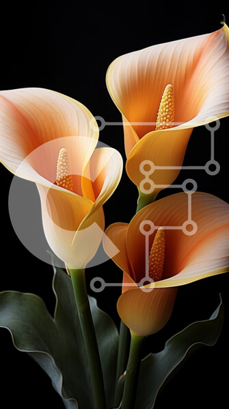 Intra Συλλεκτικό Ξύλινο Παζλ Plywood  4mm - Εκπληκτικό μπουκέτο από πορτοκαλί κρίνοι Calla σε μαύρο φόντο Σε Ξύλινο Κουτί - Διαστάσεις Puzzle: 10x10 cm – 25 κομμάτια