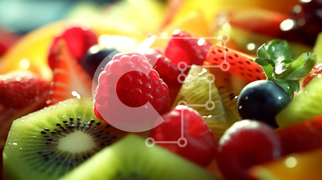 Σετ των 2 Intra Συλλεκτικό Ξύλινο Παζλ Plywood  4mm - Νόστιμο μπολ με φρέσκα φρούτα με ακτινίδιο, φράουλες και σμέουρα Σε Ξύλινο Κουτί - Διαστάσεις: 10x10 cm – 25 κομμάτια