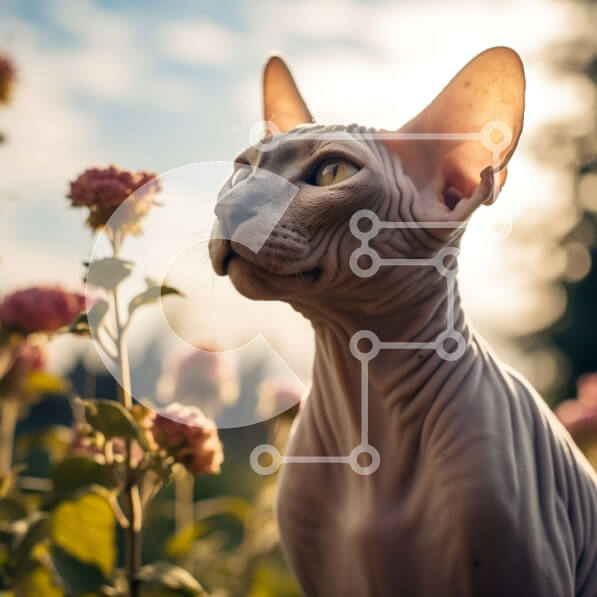 Intra Συλλεκτικό Ξύλινο Παζλ Plywood  4mm - Αξιολάτρευτη εικόνα μιας γάτας που κάθεται σε ένα χωράφι με ροζ λουλούδια Σε Ξύλινο Κουτί - Διαστάσεις: 10x10 cm – 25 κομμάτια