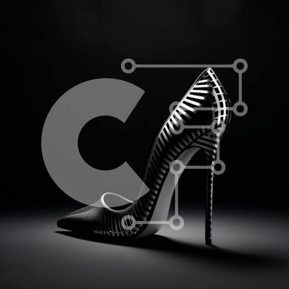 Σετ των 2 Intra Συλλεκτικό Ξύλινο Παζλ Plywood  4mm - Κομψό και μοντέρνο ασπρόμαυρο ψηλοτάκουνο παπούτσι Σε Ξύλινο Κουτί - Διαστάσεις: 10x10 cm – 25 κομμάτια