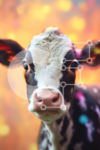 Σετ των 2 Intra Συλλεκτικό Ξύλινο Παζλ Plywood  4mm - Κοντινή όψη του προσώπου μιας αγελάδας με ασπρόμαυρο μοτίβο Σε Ξύλινο Κουτί - Διαστάσεις: 10x10 cm – 25 κομμάτια