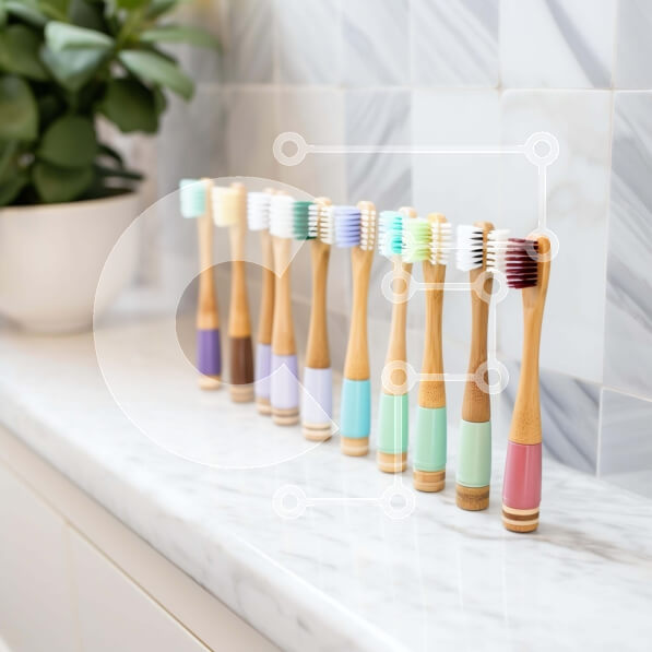 Σετ των 2 Intra Συλλεκτικό Ξύλινο Παζλ Plywood  4mm - Πολύχρωμες ξύλινες οδοντόβουρτσες στον πάγκο Σε Ξύλινο Κουτί - Διαστάσεις: 10x10 cm – 25 κομμάτια