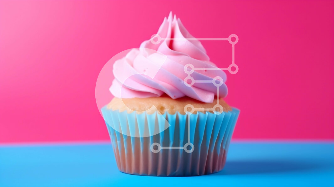 Σετ των 2 Intra Συλλεκτικό Ξύλινο Παζλ Plywood  4mm - Ροζ παγωμένο cupcake σε μπλε επιφάνεια Σε Ξύλινο Κουτί - Διαστάσεις: 10x10 cm – 25 κομμάτια