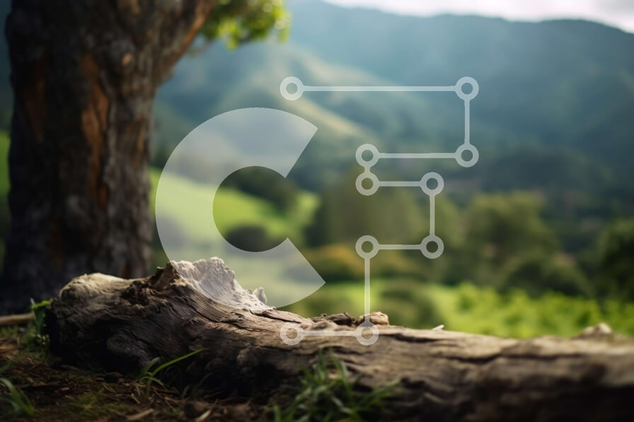 Intra Συλλεκτικό Ξύλινο Παζλ Plywood  4mm - Ειρηνικό τοπίο μιας πράσινης κοιλάδας με ποώδη κορμό δέντρου Σε Ξύλινο Κουτί - Διαστάσεις: 10x10 cm – 25 κομμάτια