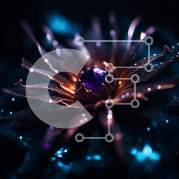 Intra Συλλεκτικό Ξύλινο Παζλ Plywood  4mm - Εκπληκτική εικόνα του σκούρου μωβ λουλουδιού με σταγονίδια νερού Σε Ξύλινο Κουτί - Διαστάσεις: 10x10 cm – 25 κομμάτια