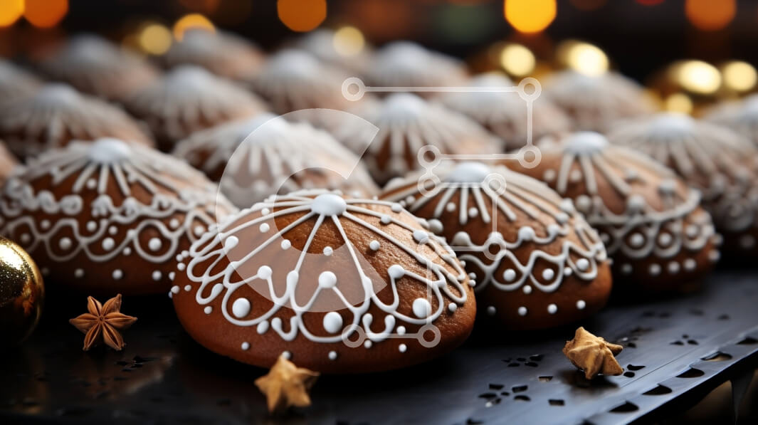 Intra Συλλεκτικό Ξύλινο Παζλ Plywood  4mm - Εορταστικός Δίσκος με Χριστουγεννιάτικα Μπισκότα με Λευκό Πάγωμα και Χρυσά Αστέρια Σε Ξύλινο Κουτί - Διαστάσεις: 10x10 cm – 25 κομμάτια