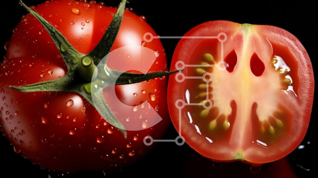 Σετ των 2 Intra Συλλεκτικό Ξύλινο Παζλ Plywood  4mm - Φρέσκες ντομάτες με σταγονίδια νερού Σε Ξύλινο Κουτί - Διαστάσεις: 10x10 cm – 25 κομμάτια