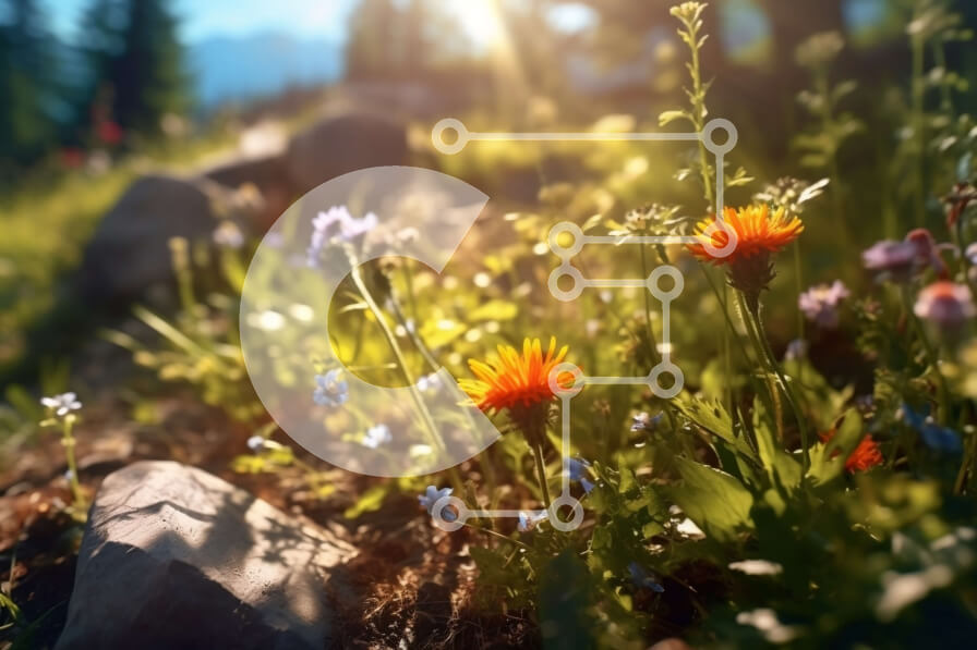 Intra Συλλεκτικό Ξύλινο Παζλ Plywood  4mm - Γραφική εικόνα ενός λιβαδιού με αγριολούλουδα και δέντρα Σε Ξύλινο Κουτί - Διαστάσεις Puzzle: 10x10 cm – 25 κομμάτια