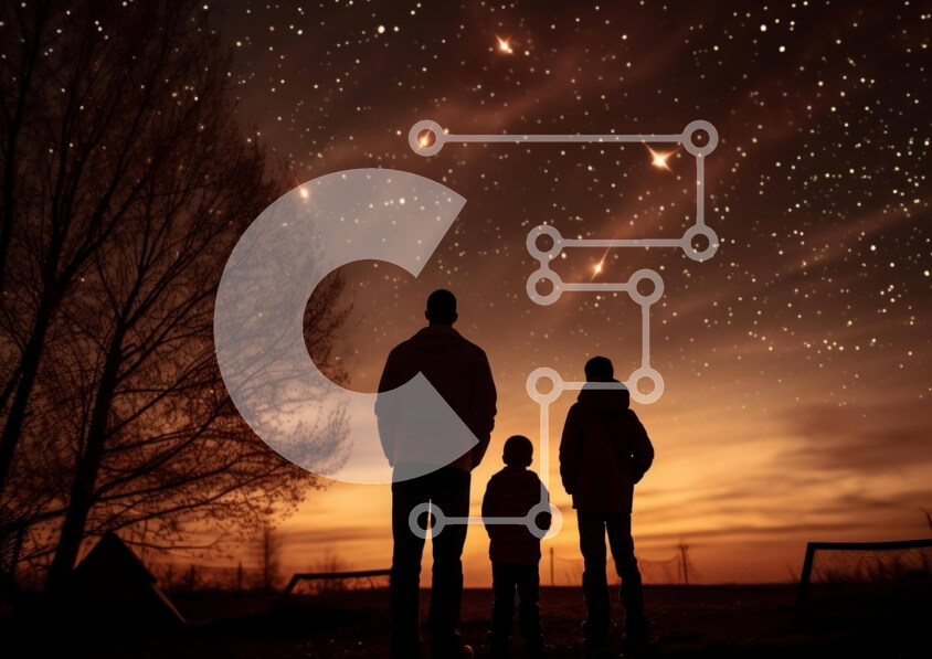 Intra Συλλεκτικό Ξύλινο Παζλ Plywood  4mm - Παρατήρηση αστεριών κάτω από τον έναστρο νυχτερινό ουρανό Σε Ξύλινο Κουτί - Διαστάσεις Puzzle: 10x10 cm – 25 κομμάτια