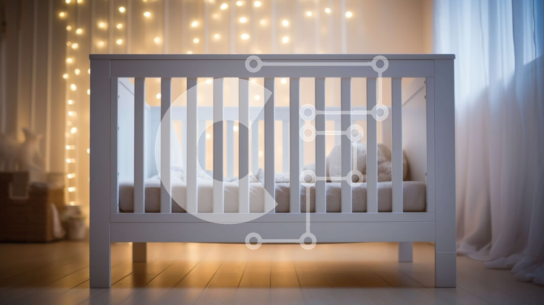 Intra Συλλεκτικό Ξύλινο Παζλ Plywood  4mm - Βρεφική κούνια σε λευκό δωμάτιο με ξύλινο πάτωμα Σε Ξύλινο Κουτί - Διαστάσεις Puzzle: 10x10 cm – 25 κομμάτια