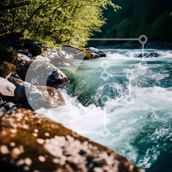 Intra Συλλεκτικό Ξύλινο Παζλ Plywood  4mm - Γαλήνια εικόνα ενός ποταμού που ρέει μέσα από ένα δάσος Σε Ξύλινο Κουτί - Διαστάσεις: 10x10 cm – 25 κομμάτια