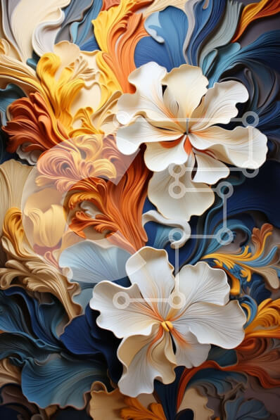 Intra Συλλεκτικό Ξύλινο Παζλ Plywood  4mm - Ζωντανό μπουκέτο λουλουδιών σε πορτοκαλί, κίτρινο και μπλε χρώμα Σε Ξύλινο Κουτί - Διαστάσεις Puzzle: 10x10 cm – 25 κομμάτια